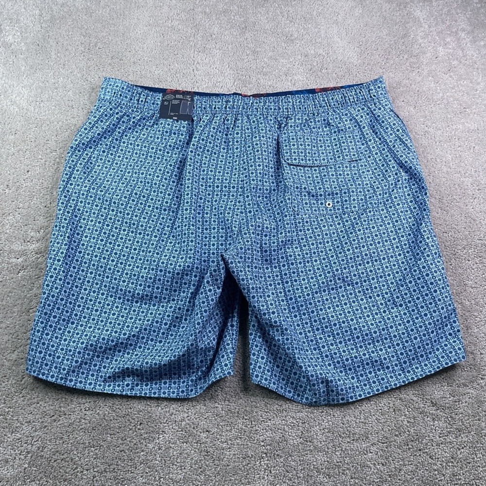 NEW St Johns Bay Swim Shorts Mens 3XL Blue Geometric 2 in‎ 1 Lined Trunks Pool